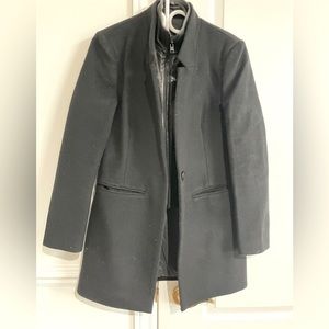 Lamarque wool coat with removable leather bib